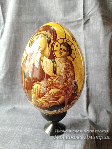 Ватопедская Богородица - рукописный образ на пасхальном яйце