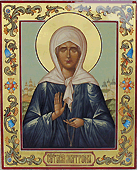Святая блаженная Матрона Московская с орнаментом икона