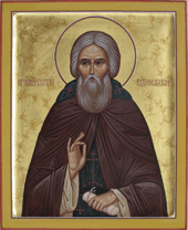 Святой Сергий Радонежский икона c орнаментом
