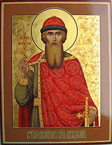 Святой князь Владимир икона с орнаментом