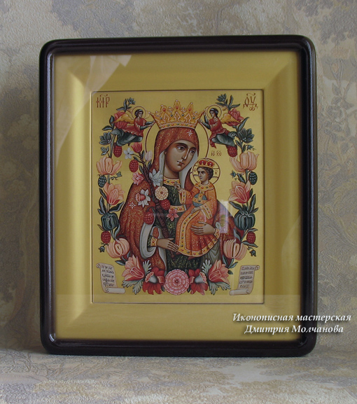 Образ Пресвятой Богородицы Благоуханный цвет икона в киоте