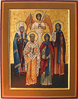 Икона святых покровителей семьи с Ангелом Хранителем